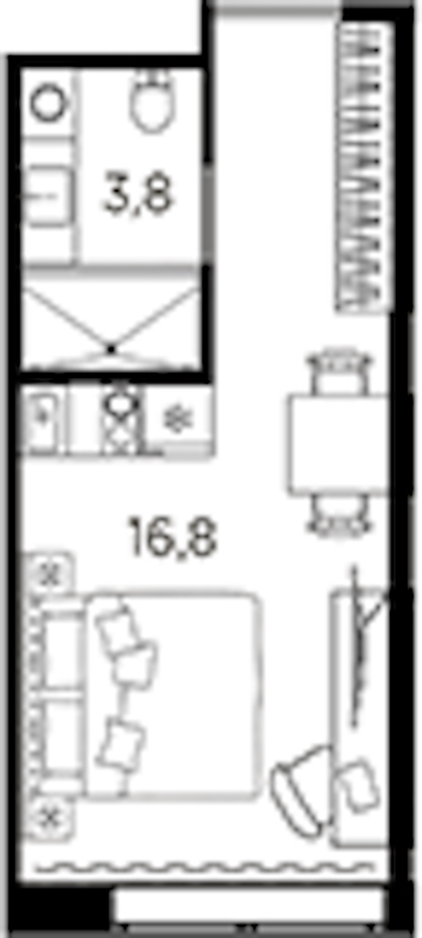 Квартира студия 20.6 м², 5/13 эт., ЖК «AVENIR Industrial»